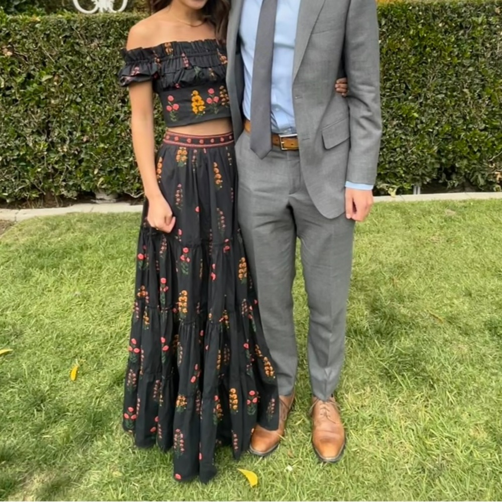 Agua bendita macadamia dahlia skirt and top set xs